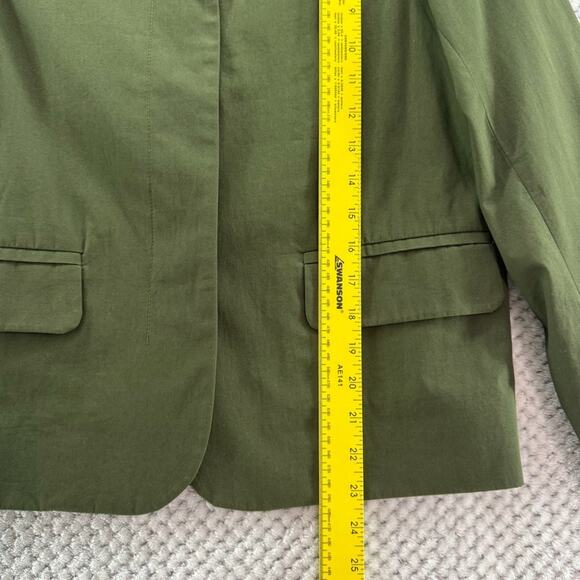 COS Jacket Womens 4 Green Cotton Button Front Coat Collared Long Sleeve Unlined - Picture 10 of 15